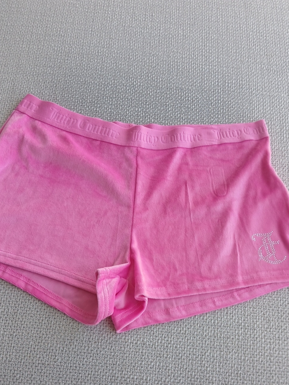 Juicy Couture Bright Pink Velour Shorts with Embellished Logo